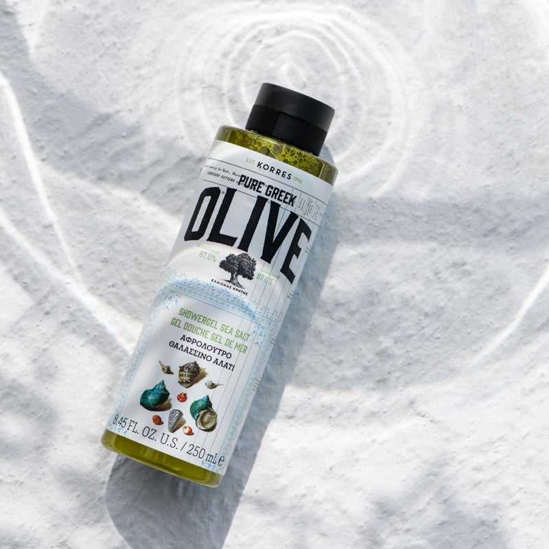 KORRES Olive Oil Shower Gel for Dry Skin, Moisturizing Body Wash Cleanser Made with Pure Greek Olive Oil, Hydrating and Nourishing Bath Soap for Smooth, Supple Skin, Sea Salt Scented, 8.45 fl oz - Image 2