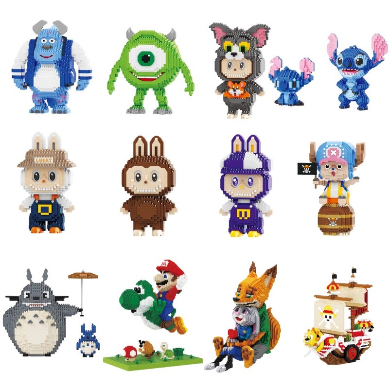 Lp Miniature Small Particle Building Blocks Assembled Toys Cartoon Series Puzzle Mary Yao West Blue Fat - Image 2