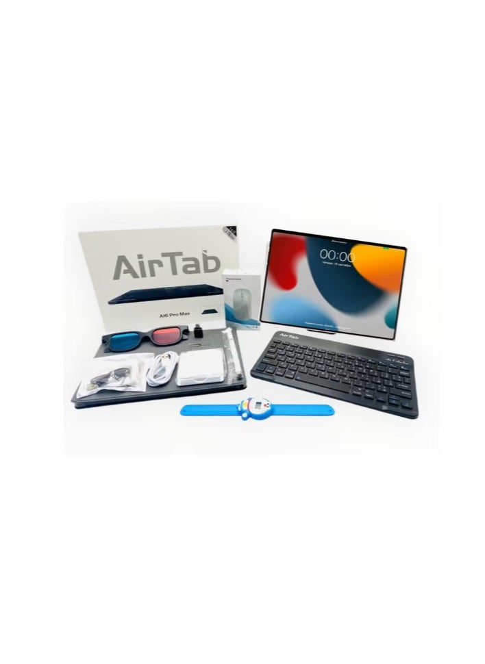 AirTab - 10.1 -Inch Smart Tablet A16 PRO MAX Android 13 Tablet With 1TB Storage and 16GB RAM Quad Core Wi-Fi LTE Dual Sim with Touch Pen and Keyboard - Gold - Image 1