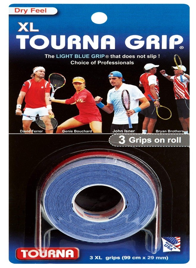 TOURNA Tennis Overgrip XL (Blue, 3 Grips) - Image 1