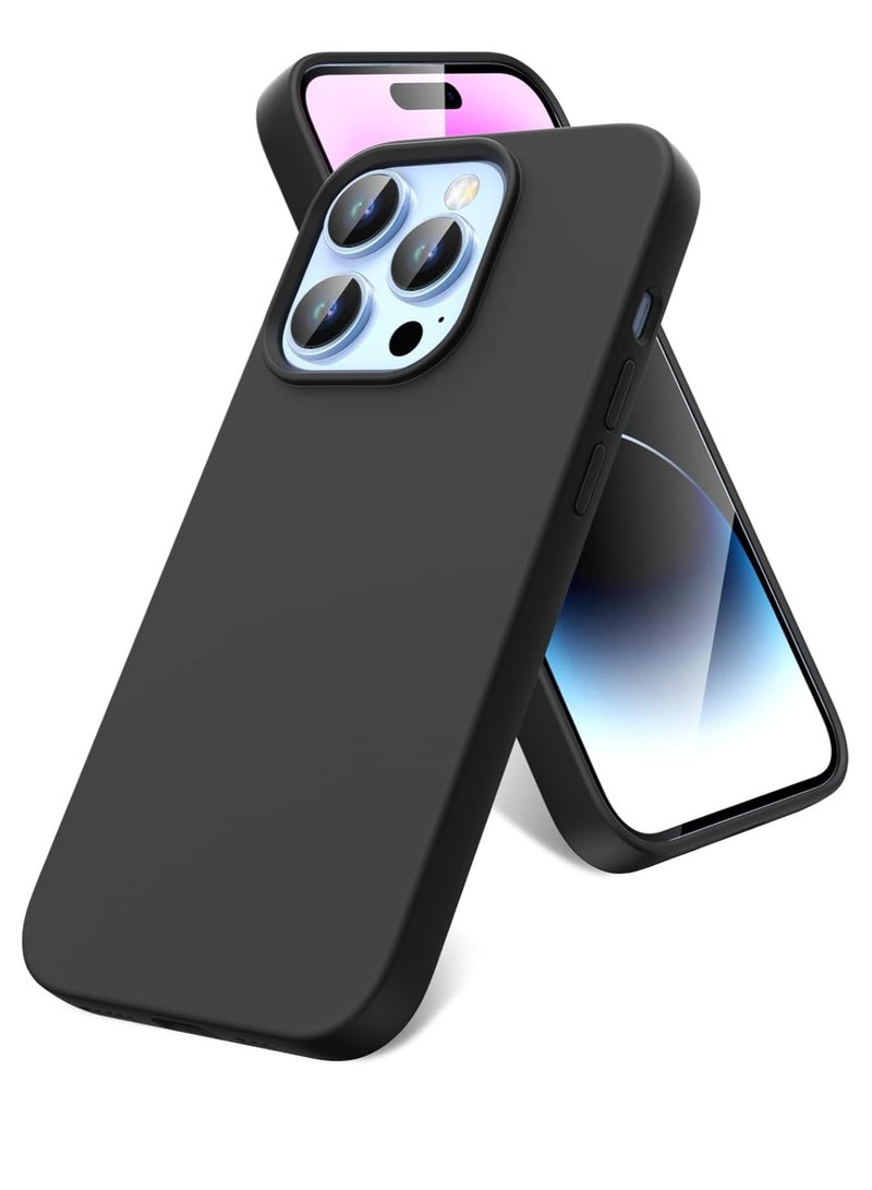 ELTRAZONE Liquid Silicone Case for iPhone 14 Pro 6.1-Inch - Full Rubber Protection, Anti-Scratch, Drop Proof (Black) - Image 1