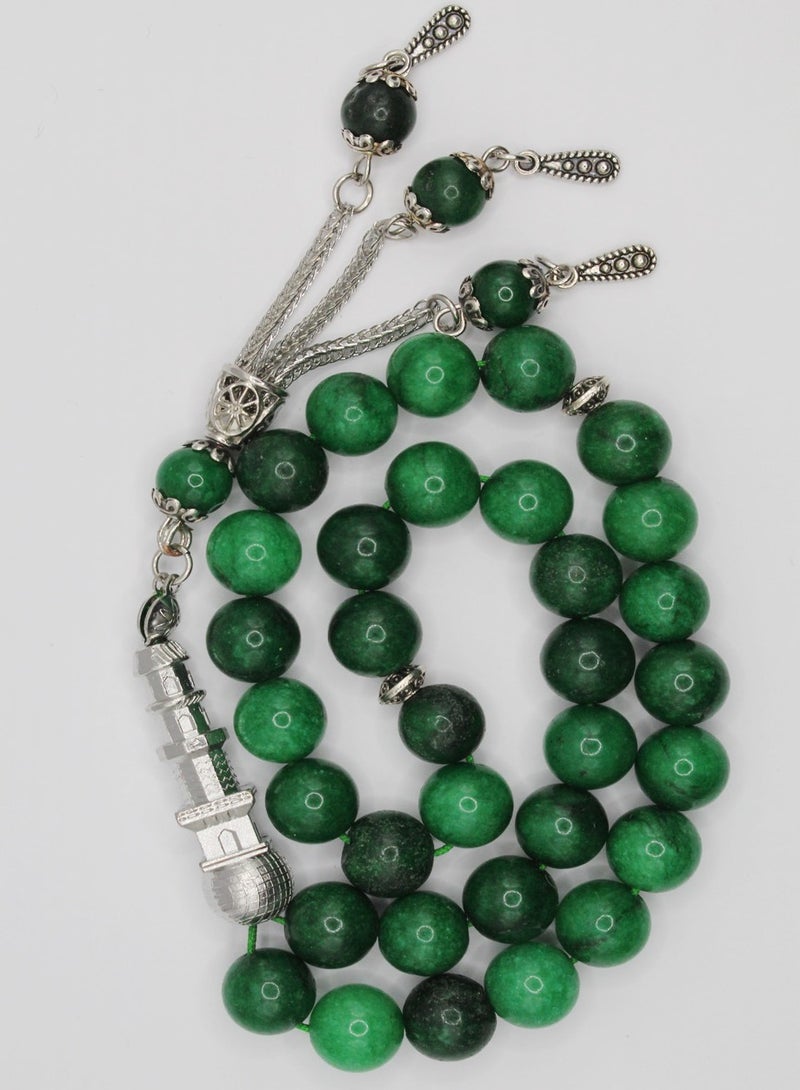 FASHION LINE Muslim Traditional Stone Rosary 33 Prayer Tasbih/Beads Green - Image 1