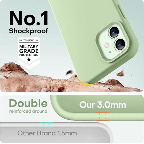 LOVE 3000 Designed for iPhone 12 Case/iPhone 12 Pro Case, Premium Silicone with [Soft Anti-Scratch Microfiber Lining] Shockproof Protective Phone Case for Men Women Girls 6.1", Matcha - Image 4