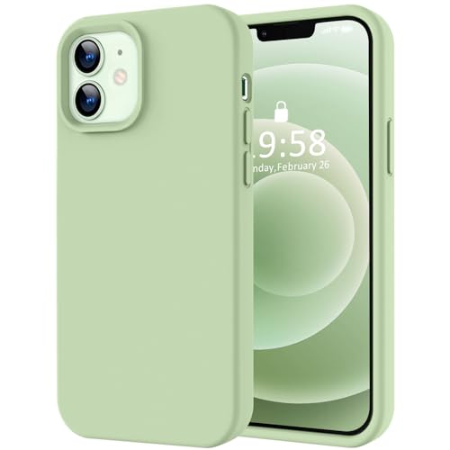 LOVE 3000 Designed for iPhone 12 Case/iPhone 12 Pro Case, Premium Silicone with [Soft Anti-Scratch Microfiber Lining] Shockproof Protective Phone Case for Men Women Girls 6.1", Matcha - Image 1