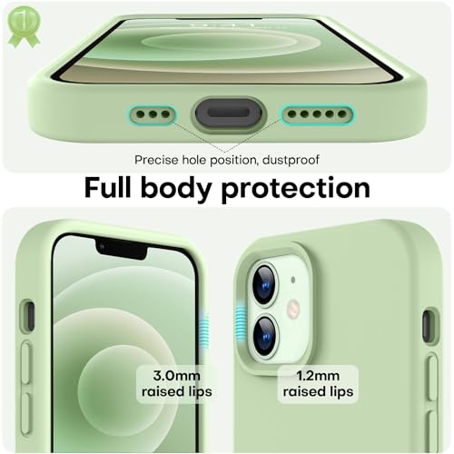 LOVE 3000 Designed for iPhone 12 Case/iPhone 12 Pro Case, Premium Silicone with [Soft Anti-Scratch Microfiber Lining] Shockproof Protective Phone Case for Men Women Girls 6.1", Matcha - Image 3