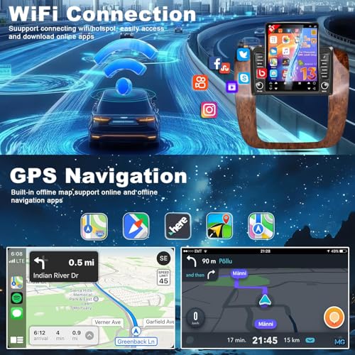 IKASEFU 9.7inch Car Radio for Chevy Chevrolet Silverado GMC Sierra 2007 2008 2009 2010 2011 2012 2013 with Wireless Carplay Android Auto IPS Bluetooth Touchscreen Stereo GPS WiFi [2+32G] - Image 4