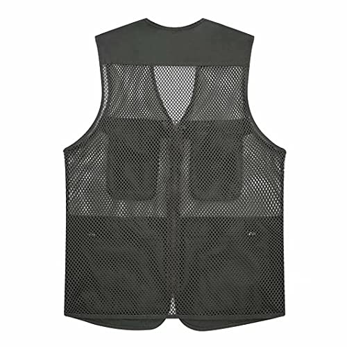 Rizanee Unisex Mesh Breathable Fishing Vest, Multi-Pockets Photography Travel Hiking Waistcoat Jacket (Army Green, US M - TAG XL) - Image 2