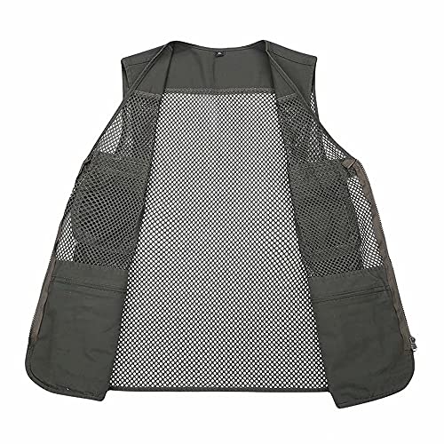 Rizanee Unisex Mesh Breathable Fishing Vest, Multi-Pockets Photography Travel Hiking Waistcoat Jacket (Army Green, US M - TAG XL) - Image 3