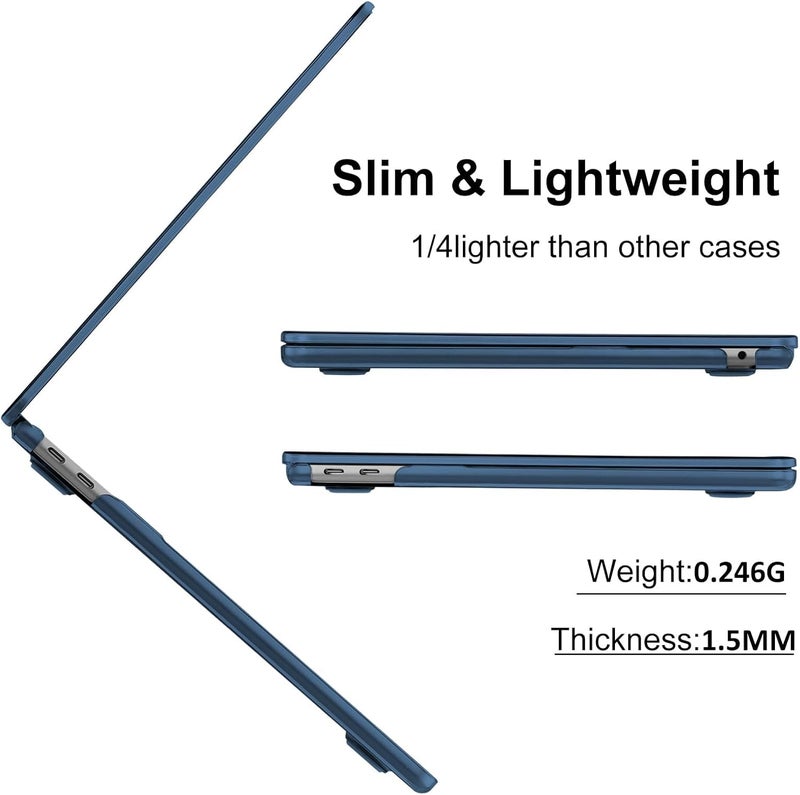 Case Compatible for MacBook Air 13 inch 2021 2020 2019 2018 Release,M1 A2337 A2179 A1932 with Retina Display Touch ID,Air 13.3 Laptop Plastic Hard Shell Cover,Smooth Shiny Surface,Midnight Blue - Image 4