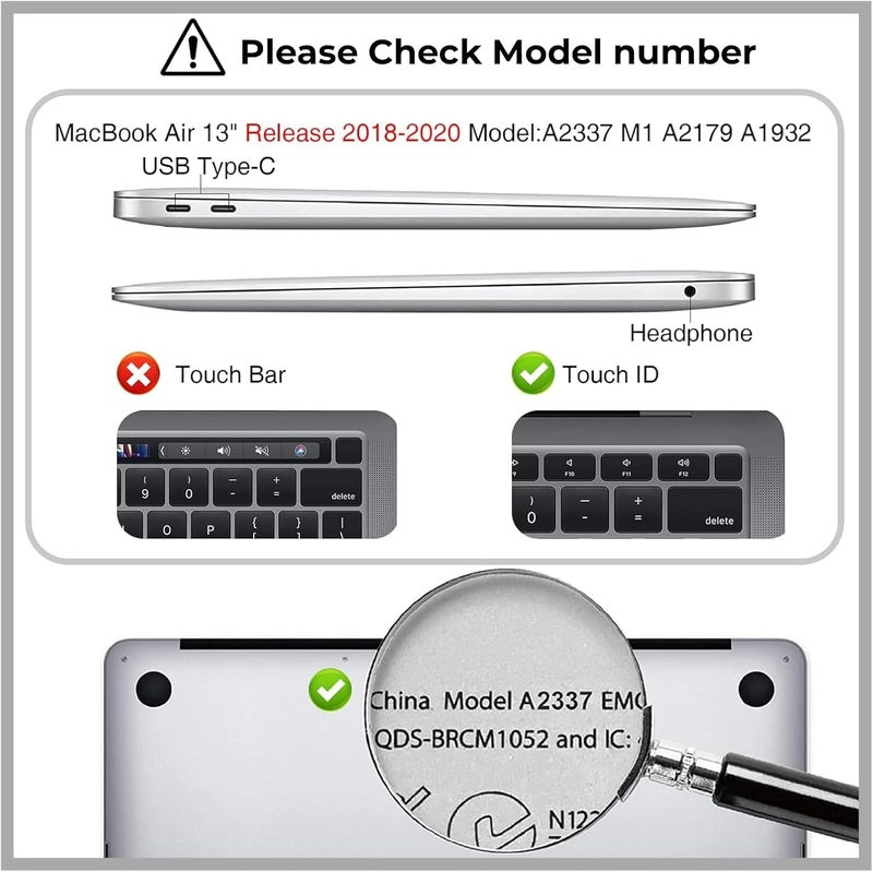 Case Compatible for MacBook Air 13 inch 2021 2020 2019 2018 Release,M1 A2337 A2179 A1932 with Retina Display Touch ID,Air 13.3 Laptop Plastic Hard Shell Cover,Smooth Shiny Surface,Midnight Blue - Image 2