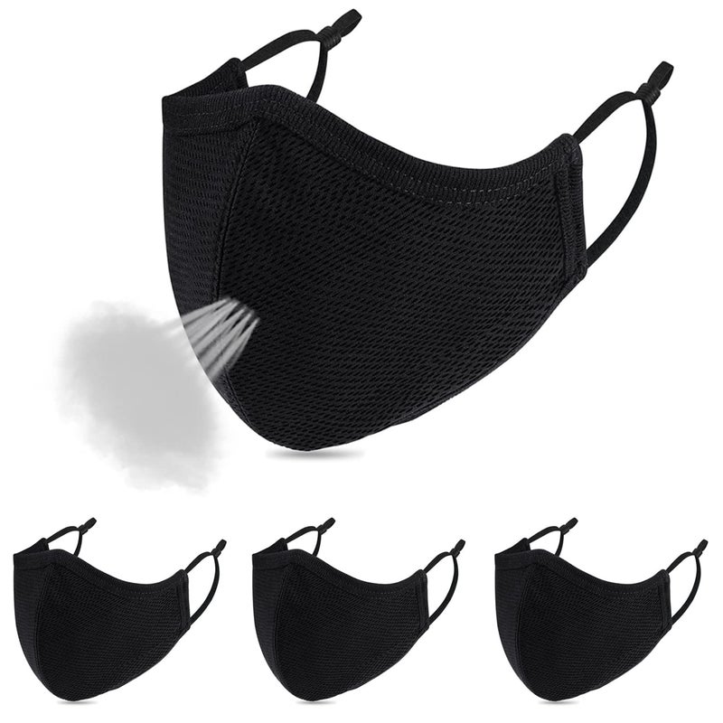 Black Face MaskCloth Reusable Face Masks Adjustable Ear Loops Travel Masks Breathable Adult Masks Washable for Men Women