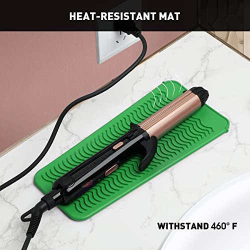 ZAXOP Heat Resistant Silicone Mat Pouch for Curling Irons & Flat Irons, 2-in-1 Travel Case & Cooling Pad for Hot Tools, Anti-Slip Countertop Protector, Pack Instantly Without Waiting to Cool(Green) - Image 4