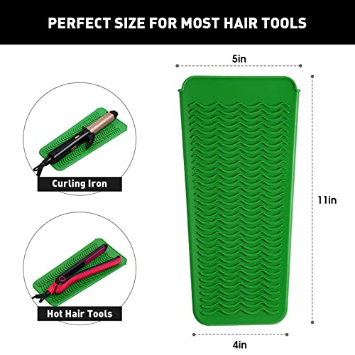 ZAXOP Heat Resistant Silicone Mat Pouch for Curling Irons & Flat Irons, 2-in-1 Travel Case & Cooling Pad for Hot Tools, Anti-Slip Countertop Protector, Pack Instantly Without Waiting to Cool(Green) - Image 2