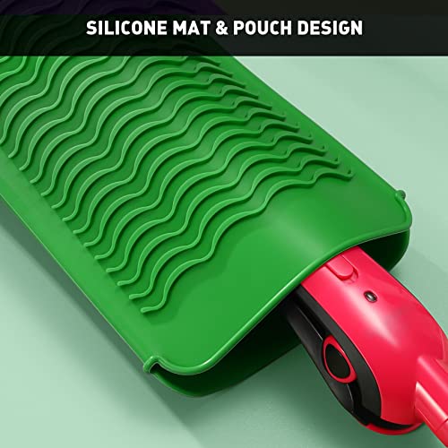 ZAXOP Heat Resistant Silicone Mat Pouch for Curling Irons & Flat Irons, 2-in-1 Travel Case & Cooling Pad for Hot Tools, Anti-Slip Countertop Protector, Pack Instantly Without Waiting to Cool(Green) - Image 3