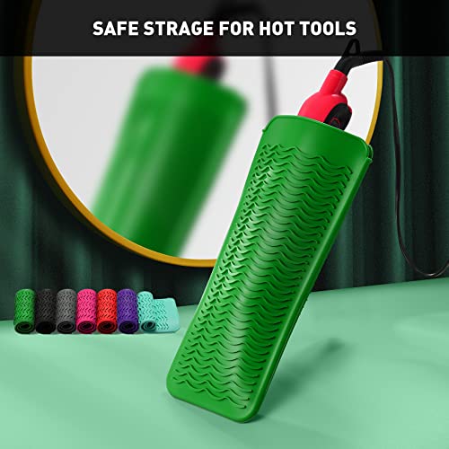 ZAXOP Heat Resistant Silicone Mat Pouch for Curling Irons & Flat Irons, 2-in-1 Travel Case & Cooling Pad for Hot Tools, Anti-Slip Countertop Protector, Pack Instantly Without Waiting to Cool(Green) - Image 5