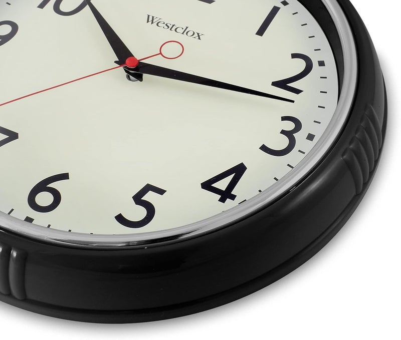 Westclox 1950s Retro Wall Clock for Men and Women Vintage Quartz Battery Operated Decorative Wall Clock Large EasytoRead Numbers Black 12 - Image 2