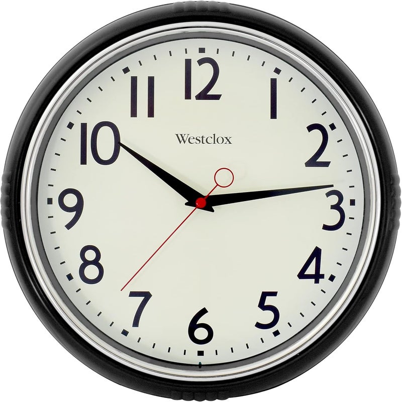 Westclox 1950s Retro Wall Clock for Men and Women Vintage Quartz Battery Operated Decorative Wall Clock Large EasytoRead Numbers Black 12 - Image 1