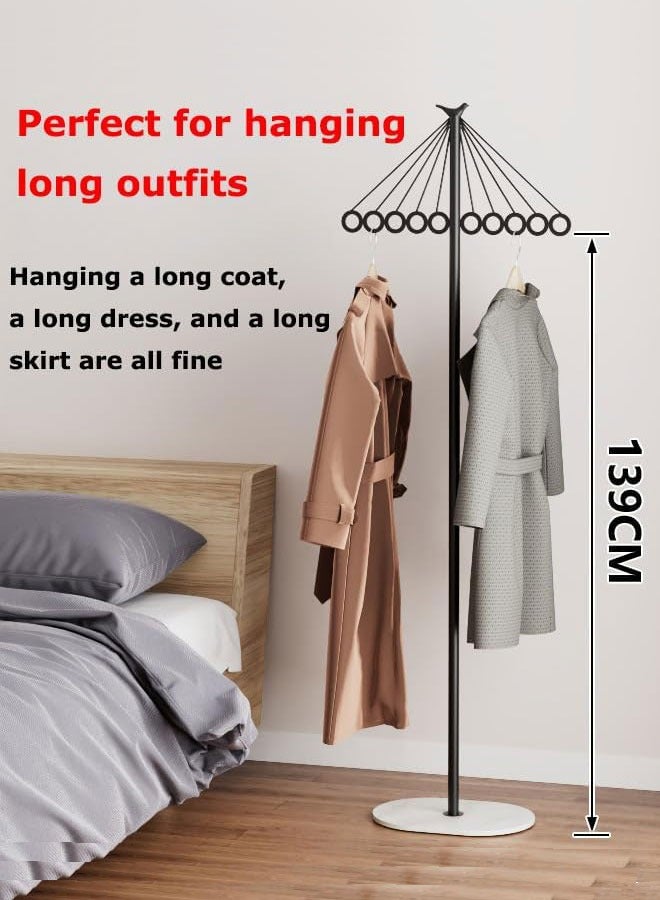 MIXDE Coat Rack,Freestanding Clothes Stand Rack with Marble Base,Metal Garment Rack Hall Coat Tree,Space-Saving Clothes Hanger Organizer for Hanging Clothes,Handbags,Umbrella - Image 4