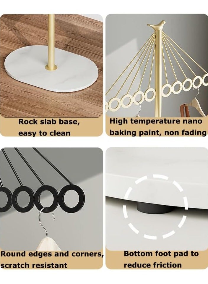 MIXDE Coat Rack,Freestanding Clothes Stand Rack with Marble Base,Metal Garment Rack Hall Coat Tree,Space-Saving Clothes Hanger Organizer for Hanging Clothes,Handbags,Umbrella - Image 5