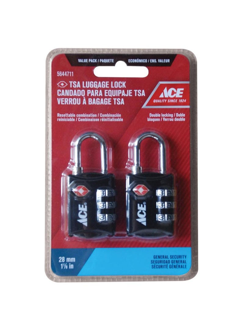 ACE Ace 3 Dial Combination Luggage Padlock 5.9 x 2.8 x 1.4cm 
