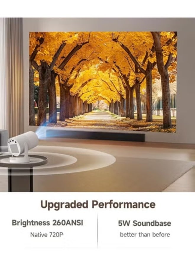 Mini 4K Portable Projector - Wi-Fi 6 & Bluetooth 5.4, Smart Projector with Electric Focus, 5W Soundbase, 180° Rotation - Image 3