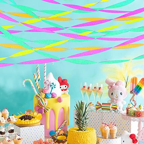 WELITTCON 600 feet Glow Crepe Paper Streamers UV Glow Party Neon Streamer Decorations Glow in The Dark Black Light Reactive Fluorescent Neon Paper Party Streamers Wedding Birthday Blacklight Party Supplies - Image 5