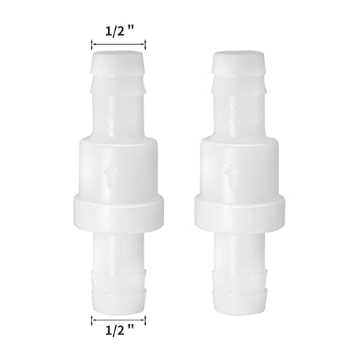 Litoexpe 1/2" One Way Inline Check Valve, Non Return Ozone Resistance PVDF Plastic One-Way Fuel Oil Water Gas Pump Air Check Valve, Pack of 2 - Image 2