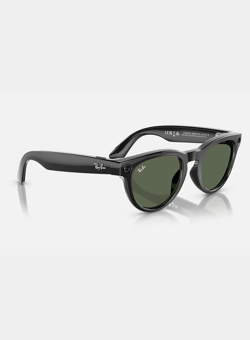 Meta Ray-Ban Headliner Sunglasses RW4009F, Ultra-wide 12 MP Camera & Five-mic System, Open-Ear Speakers, AI Technology, Single Touch & Voice Command Control, Green Lenses Shiny Black - Image 3