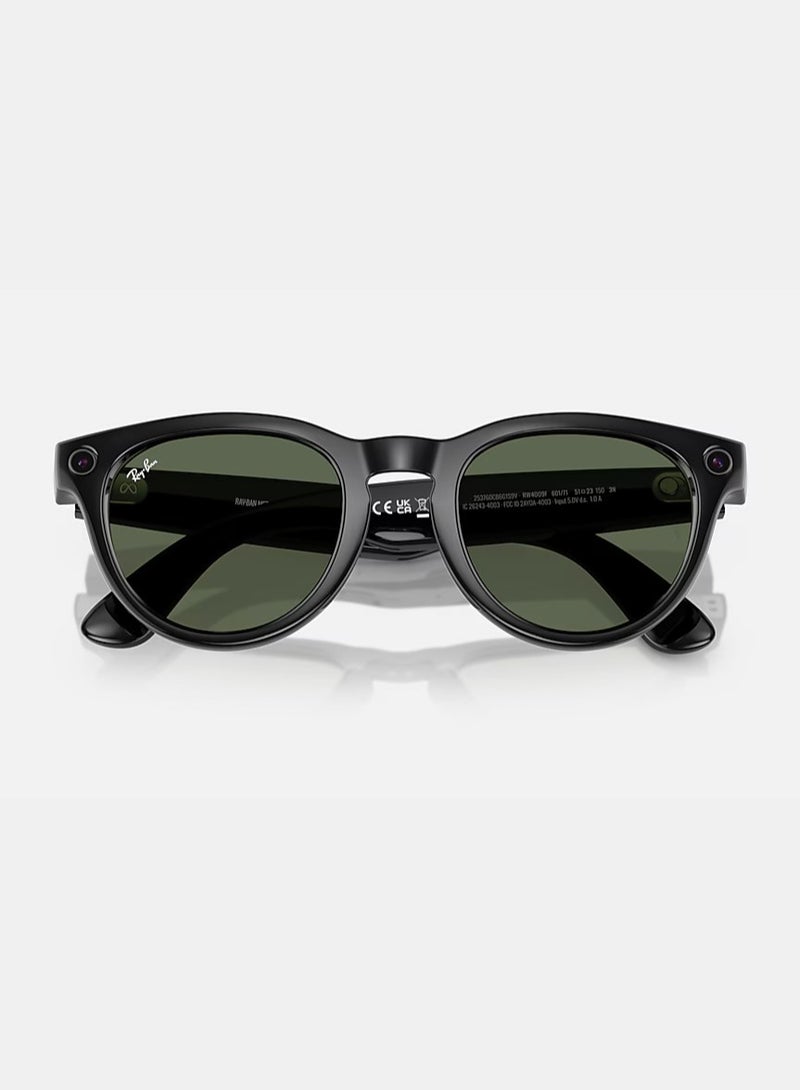 Meta Ray-Ban Headliner Sunglasses RW4009F, Ultra-wide 12 MP Camera & Five-mic System, Open-Ear Speakers, AI Technology, Single Touch & Voice Command Control, Green Lenses Shiny Black - Image 5