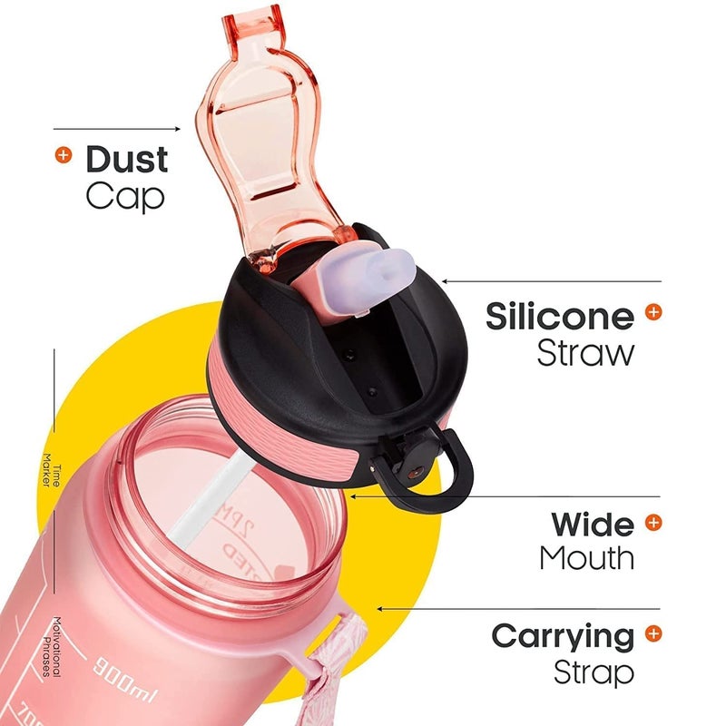 Episkey Unbreakable Water Bottle with Motivational Time Marker Sipper Bottle with Straw Water Bottle for Gym Office Mobile app with Drinking Water Reminder - Image 3