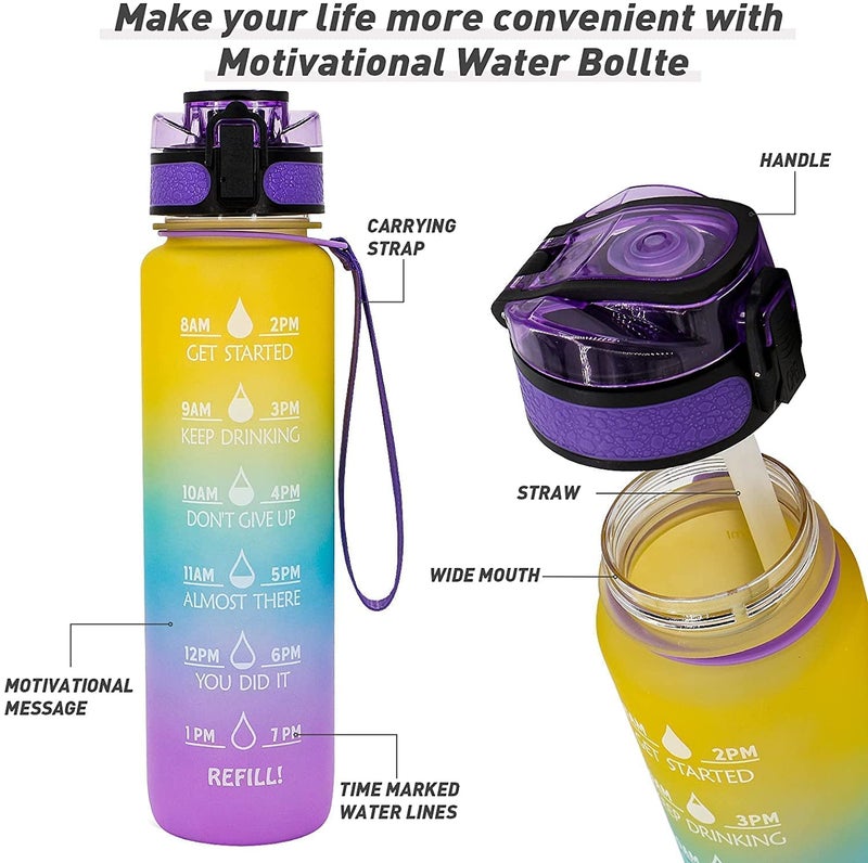 Episkey Unbreakable Water Bottle with Motivational Time Marker Sipper Bottle with Straw Water Bottle for Gym Office Mobile app with Drinking Water Reminder - Image 4
