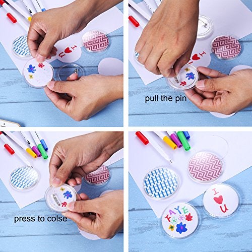 Aboat 25 Sets Design a Button Clear Acrylic Button Badges Kit with Pins for DIY Crafts and Craft Activities (2.36 Inch) - Image 4