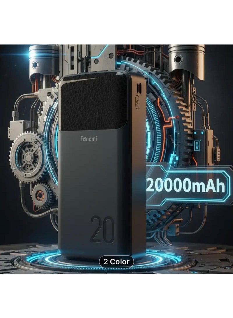 Fonemi DXB P16 20,000mAh Power Bank with Built in Cables & 2.4A Fast Charging - Image 1