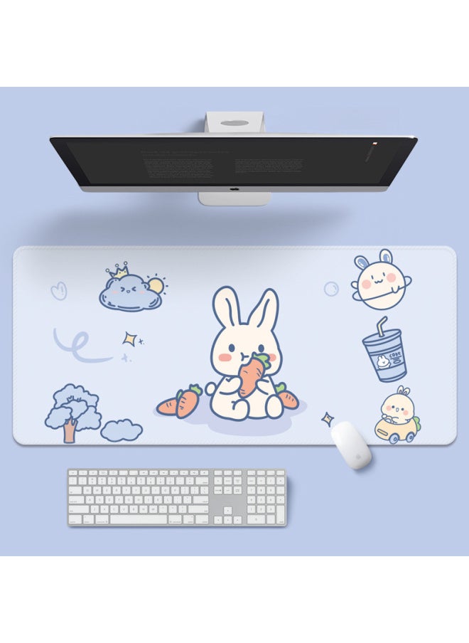 Generic - Small Free Child Cute Cartoon Table Pad Oversized Computer Keyboard Mouse Pad Girls Desktop Learning Office High Color Value-Color:900*400*2mm-Pattern:TU-Pumpkin Bunny Bear - Image 1