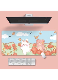 Small Free Child Cute Cartoon Table Pad Oversized Computer Keyboard Mouse Pad Girls Desktop Learning Office High Color Value-Color:900*400*2mm-Pattern:TU-Pumpkin Bunny Bear