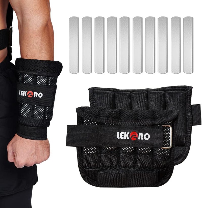 LEKÄRO Adjustable Wrist Ankle Weights with Removable Steel Bars, 1 Pair Arm Leg Weights for Men Women, No Sand Leakage, for Walking Jogging Yoga Fitness - Image 1