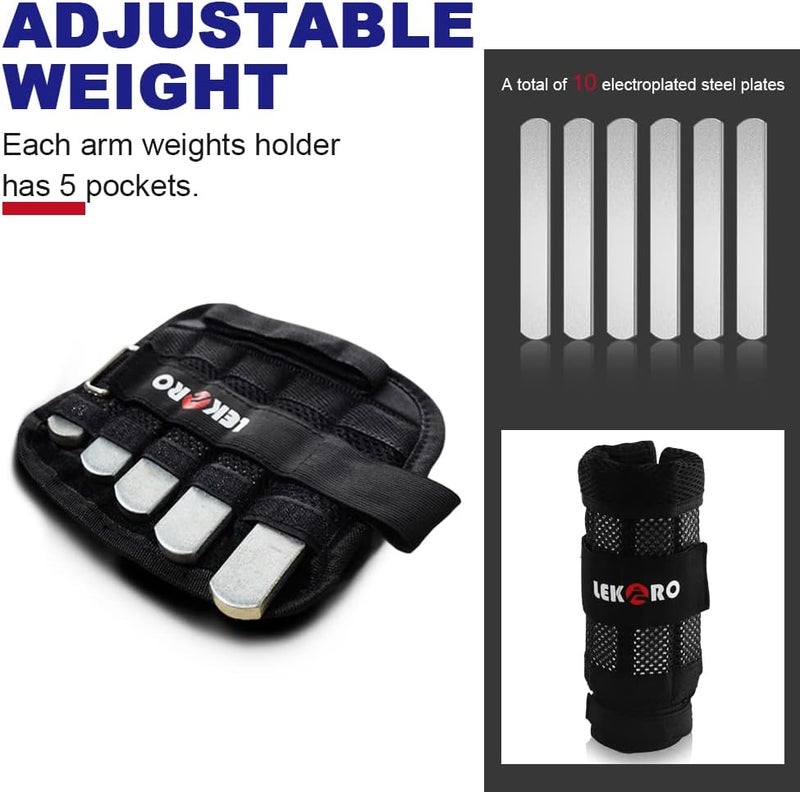 LEKÄRO Adjustable Wrist Ankle Weights with Removable Steel Bars, 1 Pair Arm Leg Weights for Men Women, No Sand Leakage, for Walking Jogging Yoga Fitness - Image 2