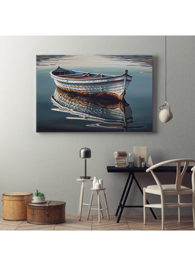 Home Gallery Nautical vessel reflects peaceful autumn landscape Printed canvas wall art 120x80 - Image 2