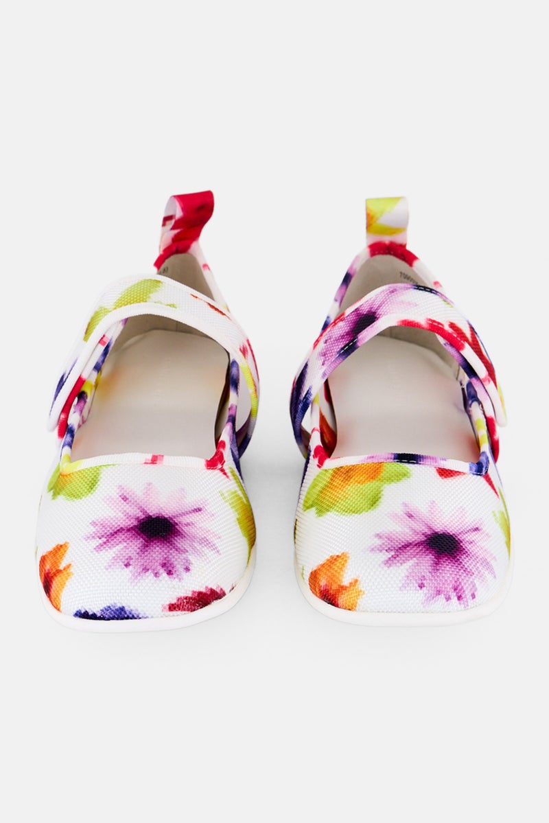 CHARLES & KEITH Women Floral Pattern Mary Janes Velcro Closure Flats, Multicolor  - Image 4