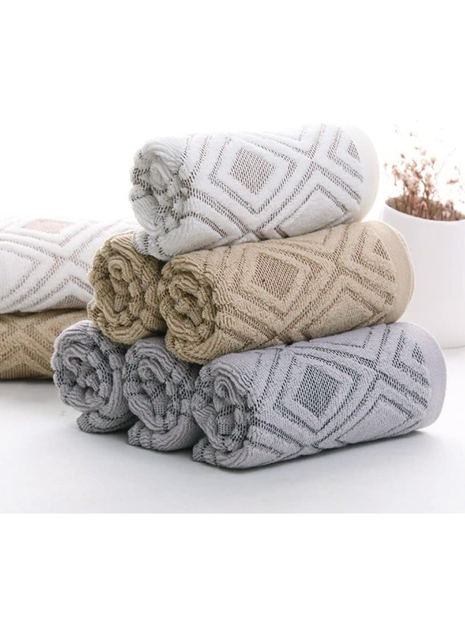 Pidada Hand Towels Set of 2 Diamond Pattern 100% Cotton Absorbent Soft Decorative Towel for Bathroom (Brown) - Image 2