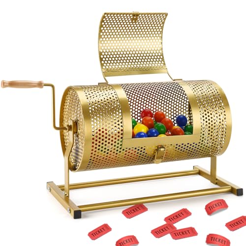AugFir Raffle Drum Heavy Duty Raffle Ticket Spinner Cage with Wooden Silent Design Turning Handle Thickened Raffle Ticket Box for Lottery Games Bingo Raffle Balls - Image 1