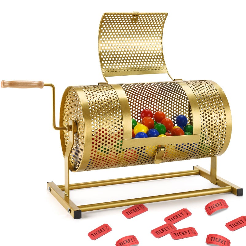 AugFir Raffle Drum Heavy Duty Raffle Ticket Spinner Cage with Wooden Silent Design Turning Handle Thickened Raffle Ticket Box for Lottery Games Bingo Raffle Balls - Image 2