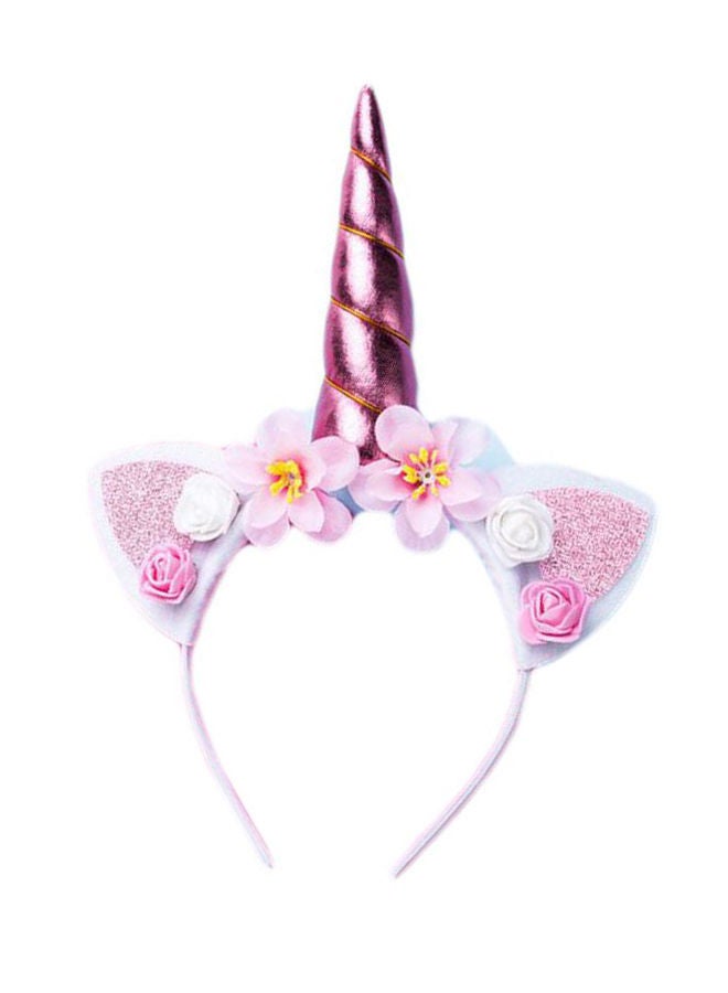 NIBEMINENT Unicorn Cat Ear Headband Pink/White - Image 1