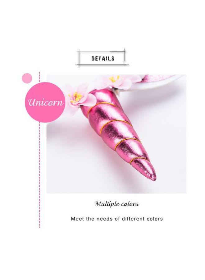 NIBEMINENT Unicorn Cat Ear Headband Pink/White - Image 3