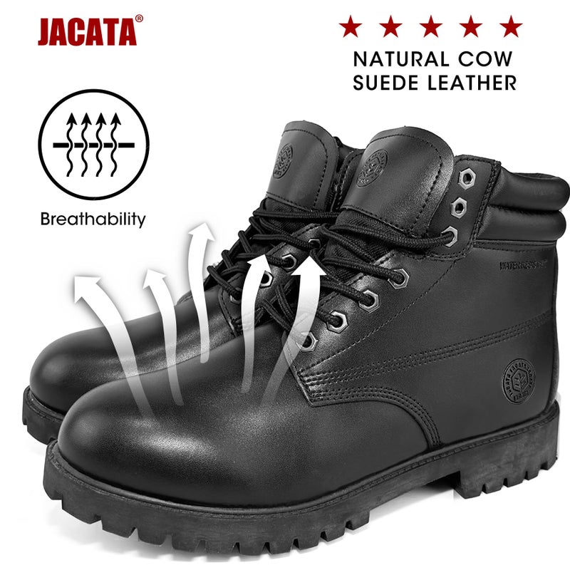 Jacata Men's Water Resistant Leather Work Boot Rubber Sole Construction Oil Resistant Utility Industrial Boots (Black Size 11) - Image 5