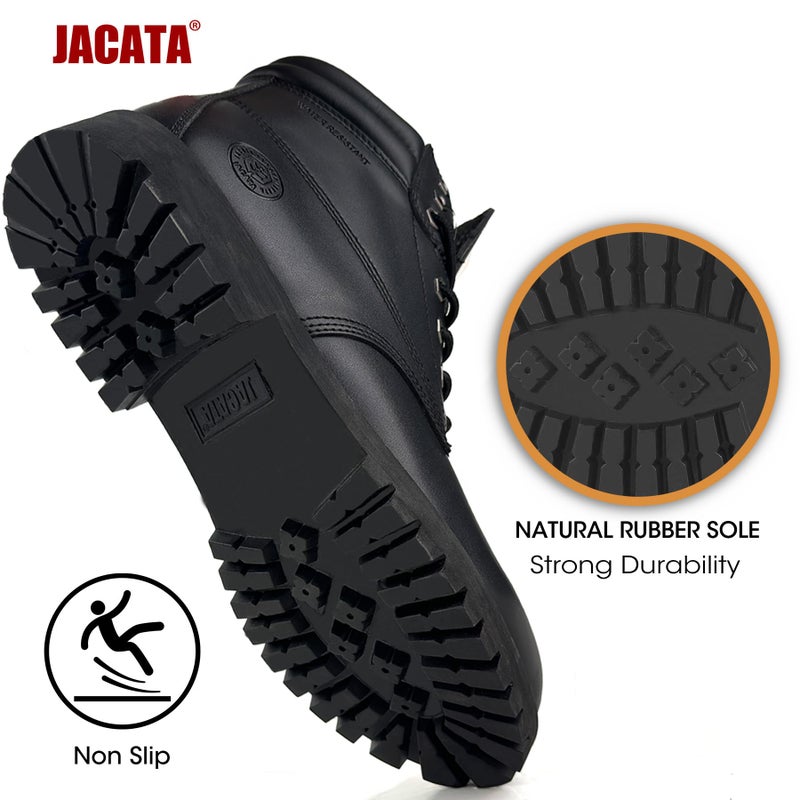 Jacata Men's Water Resistant Leather Work Boot Rubber Sole Construction Oil Resistant Utility Industrial Boots (Black Size 11) - Image 3