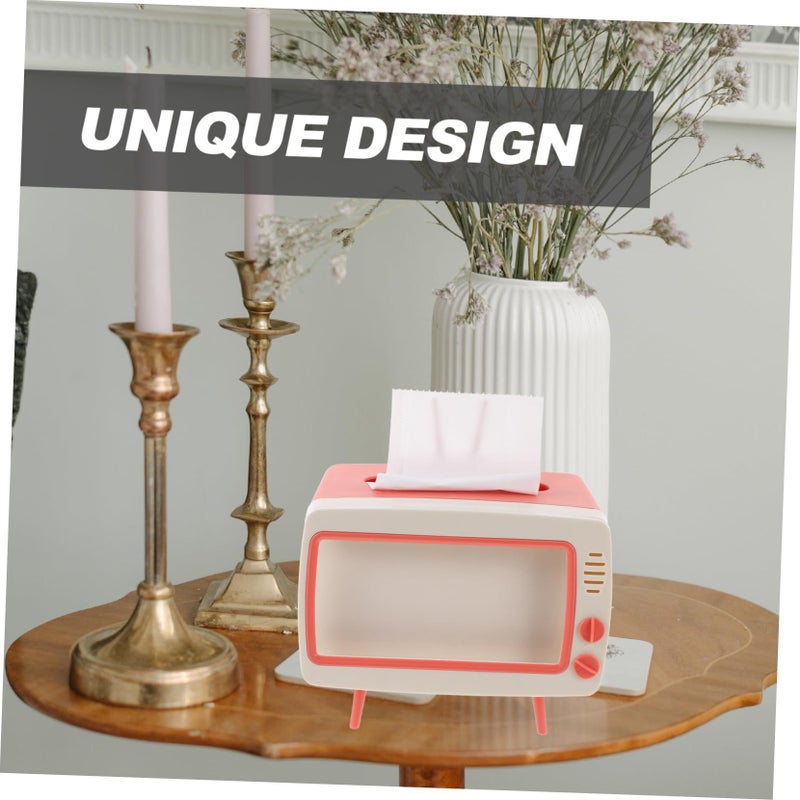 Cartoon Tissue Box Holder Tv Shape Decor For Living Room Pink - Image 5