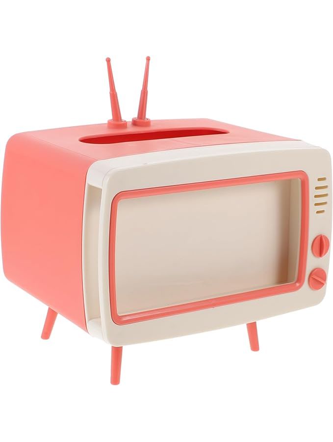 Cartoon Tissue Box Holder Tv Shape Decor For Living Room Pink - Image 1