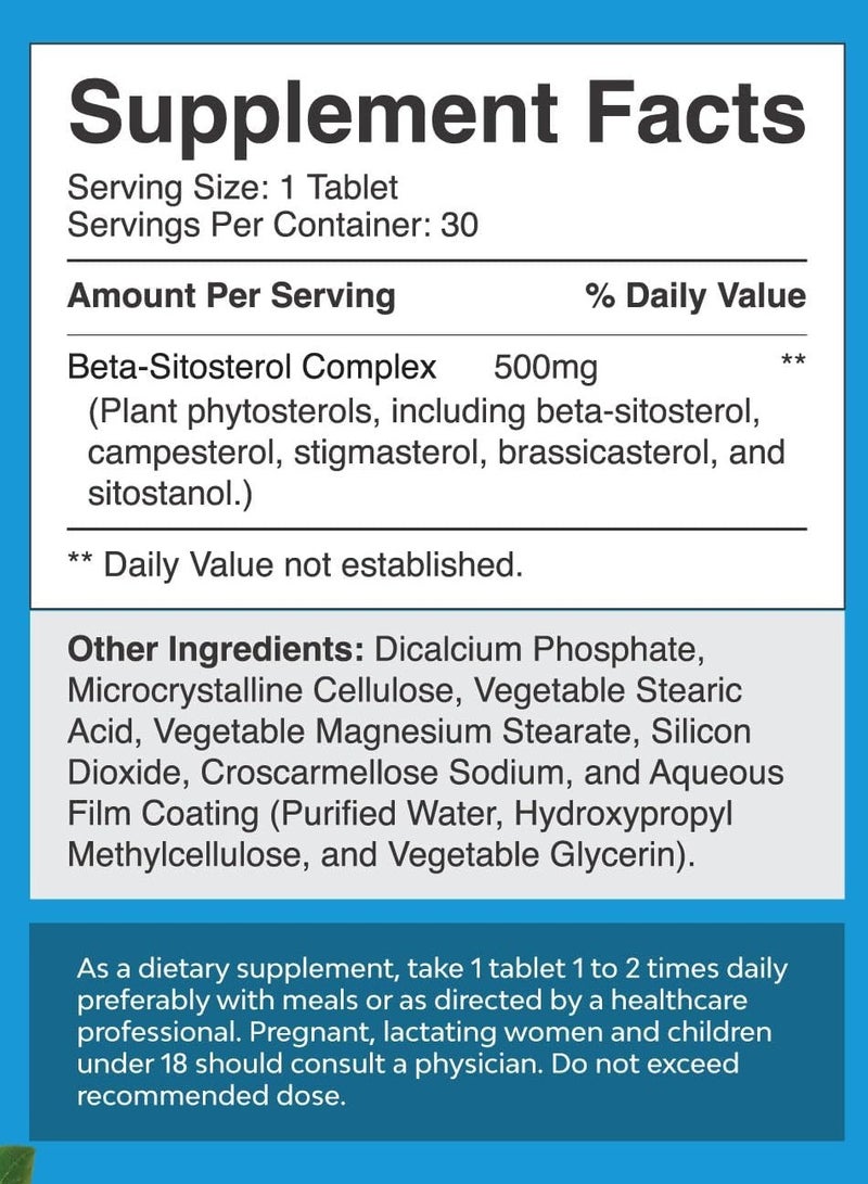 Natures Craft Beta Sitosterol, Plant Sterol Complex, 30 Tablets - Image 2
