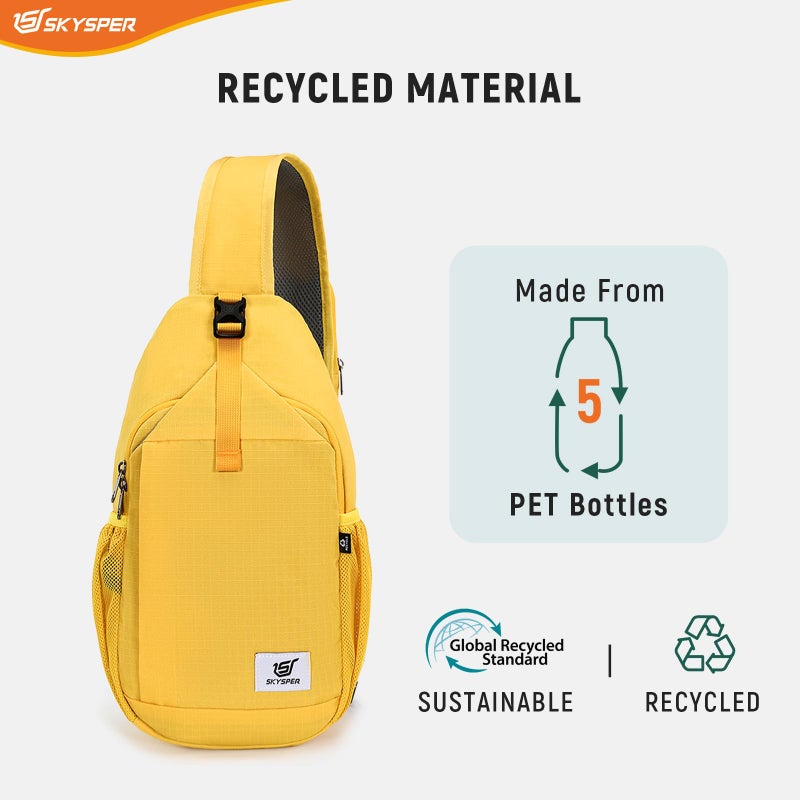 SKYSPER Sling Bag RFID Cross Body Bag Recycled Crossbody Backpack Travel Daypack(Apricot) - Image 4